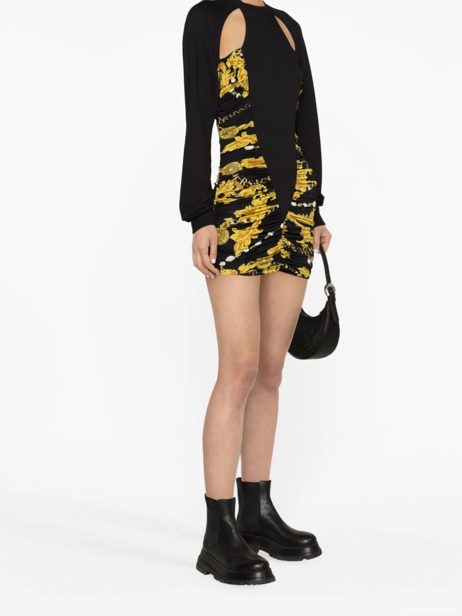 Cheap Versace Jeans logo-print ruched Women minidress Couture cut-out 0714